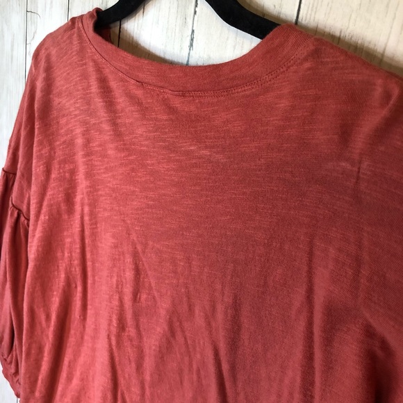 Time & Tru Balloon Long Sleeve Box Shirt Red Small Crew Neck Crop Oversized - Picture 6 of 7